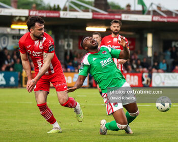 Action from the League of Ireland Premier Division match between Cork City FC and Sligo Rovers FC at Turner's Cross