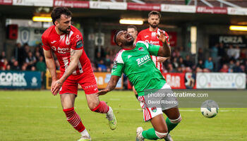 Action from the League of Ireland Premier Division match between Cork City FC and Sligo Rovers FC at Turner's Cross