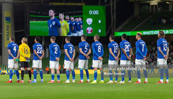 Republic of Ireland team in St. Patrick's Blue ahead of Qatar game