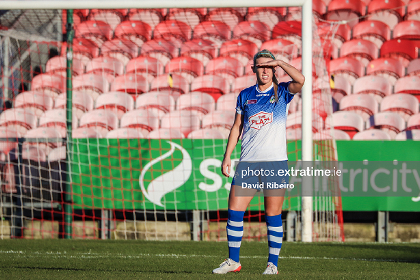Savannah McCarthy during Galway WFC's 3-0 win over Cork City at Turner's Cross on Saturday, 5 March 2022.