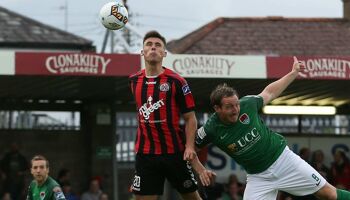 Warren O'Hora competes for the ball during his time with Bohemians.