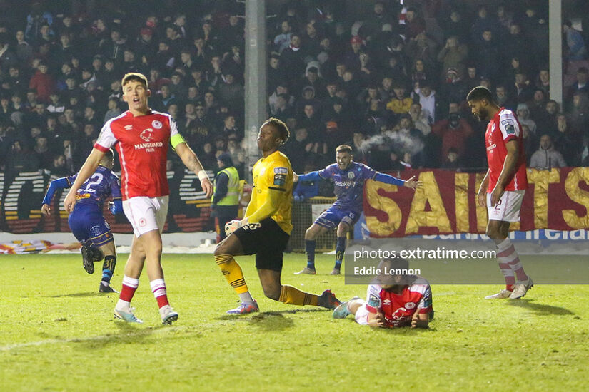 Action during the Pats and Bohs game