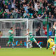 Johnny Kenny scores for Shamrock Rovers in their Champions League qualifier against Vikingur in July 2024