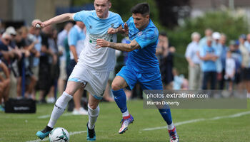 Gareth Brady of St Mochta's in action during the FAI Cup clash with Crumlin United at Armagh Road on July 25th, 2021.