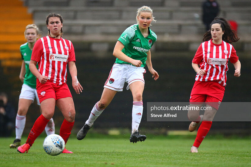 Eabha O'Mahony of Cork City in action during City's 2-0 FAI Cup semi-final win over Treaty United on August 11th, 2020.