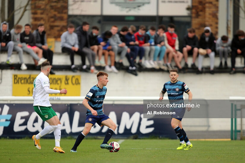 Brandon Kavanagh on the ball in this behind-closed-doors game at the Carlisle Grounds