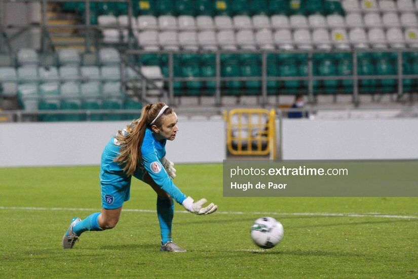 Grace Moloney rolls the ball out during the Republic of Ireland's fixture with Germany.