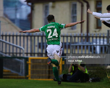 Cian Murphy of Cork City celebrates after scoring the side's first goal.