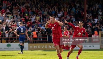 Sean Boyd celebrating scoring against Bohemians in last Sunday's FAI Cup quarter-final at Tolka Park