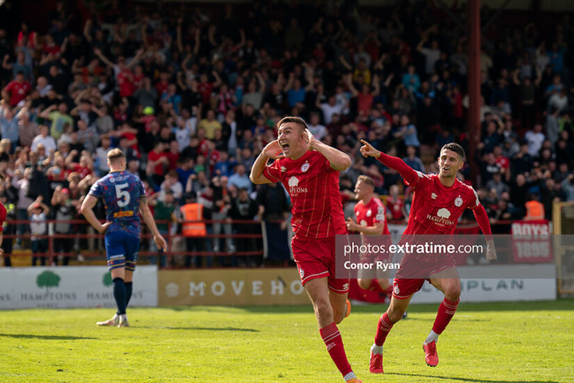 Sean Boyd celebrating scoring against Bohemians in last Sunday's FAI Cup quarter-final at Tolka Park