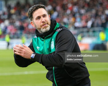 Shamrock Rovers boss Stephen celebrates following a 1-0 victory over rivals Bohemians at Tallaght Stadium on June 25, 2022.