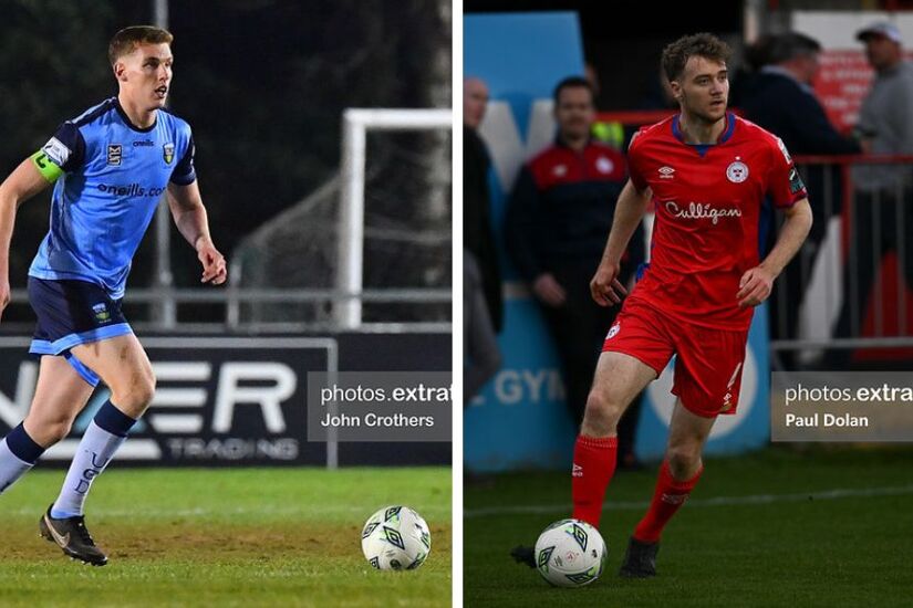 Jack Keaney in action for UCD (left) and Andrew Quinn lining out for Shelbourne