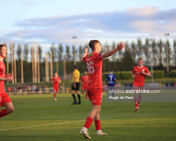 Will Jarvis celebrates his winner for Shelbourne