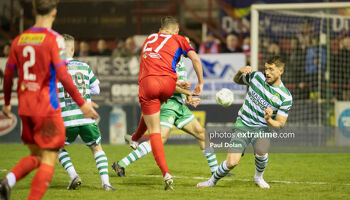 Action from the game between Shelbourne and Shamrock Rovers