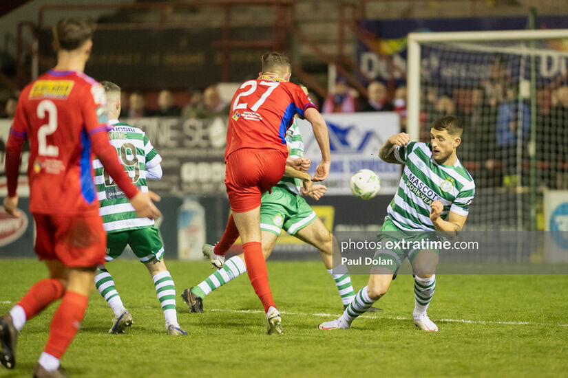 Action from the game between Shelbourne and Shamrock Rovers