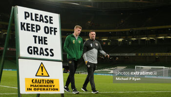 James McClean with then Republic of Ireland assistant coach Robbie Keane ahead of the game against Denmark in November 2019