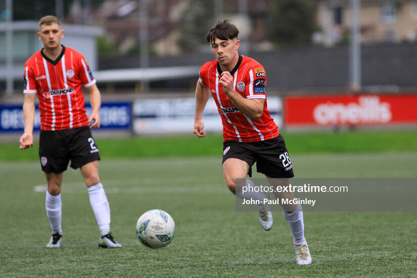 Adam O'Reilly in action for Derry City against Drogheda United