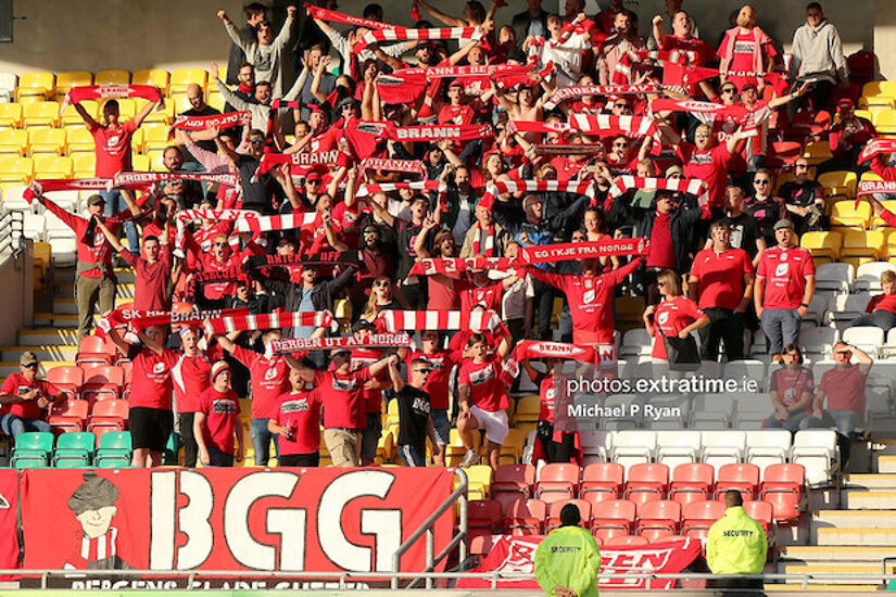 SK Brann fans in Tallaght Stadium for the 2019 UEFA Europa League qualifier