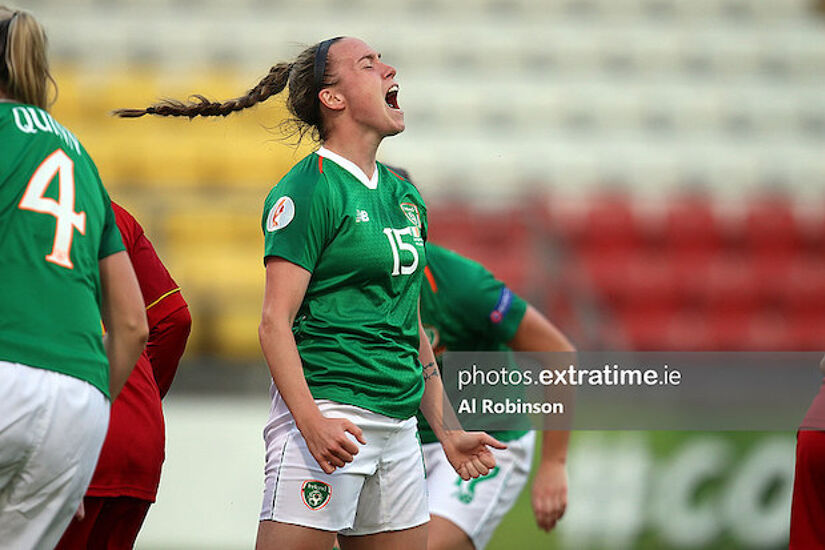 Claire O’Riordan in action for Ireland in the 2019 home game against Montenegro