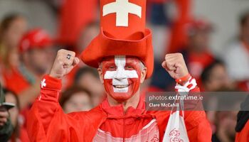 A Switzerland fan at the Aviva Stadium ahead of their 1-1 Euro 2020 qualifying draw with the Republic of Ireland on September 5th. 2019.