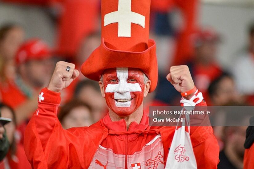A Switzerland fan at the Aviva Stadium ahead of their 1-1 Euro 2020 qualifying draw with the Republic of Ireland on September 5th. 2019.