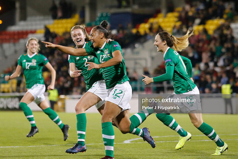 Rianna Jarrett celebrates her goal in Tallaght against Ukraine in 2019