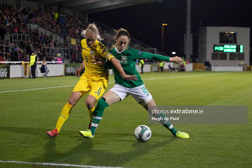 Megan Campbell in action for Ireland in October 2019