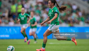 Jessica Ziu in action for Ireland during a 3-1 UEFA Euro 2024 qualifying win over France at Páirc Uí Chaoimh on July 16th, 2024.