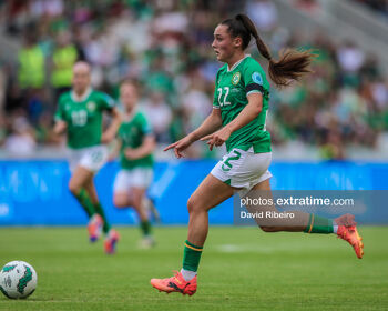 Jessica Ziu in action for Ireland during a 3-1 UEFA Euro 2024 qualifying win over France at Páirc Uí Chaoimh on July 16th, 2024.