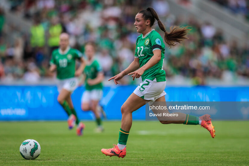 Jessica Ziu in action for Ireland during a 3-1 UEFA Euro 2024 qualifying win over France at Páirc Uí Chaoimh on July 16th, 2024.