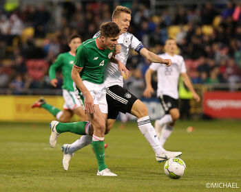 Conor Shaughnessy in action for the Ireland under-21s in 2018 against Germany