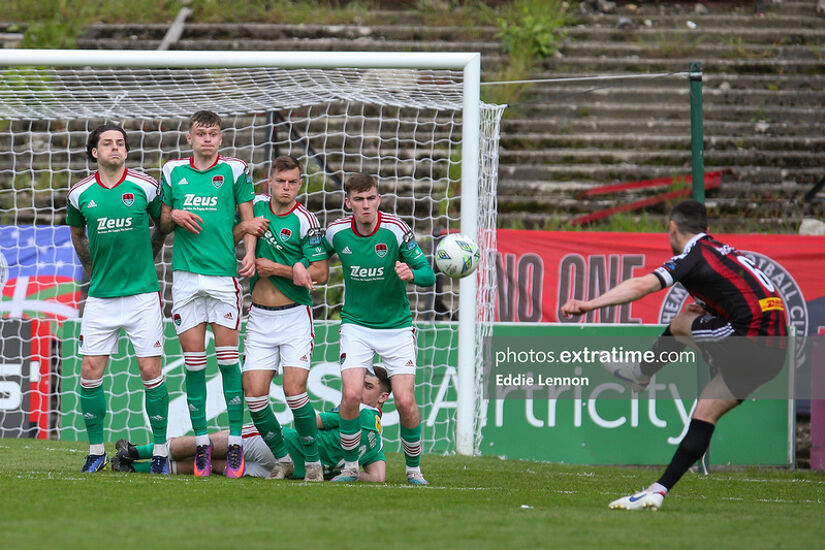 Jordan Flores scoring with a free kick for Bohs