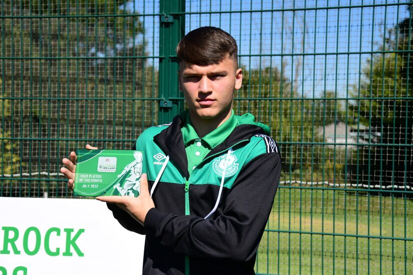 Justin Ferizaj with his award for July U19