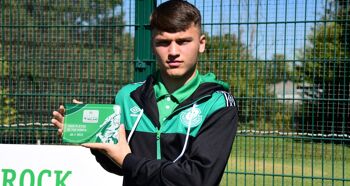 Justin Ferizaj with his award for July U19