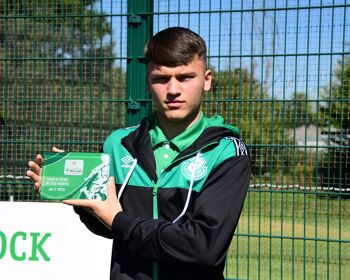 Justin Ferizaj with his award for July U19
