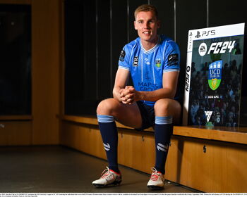 Pictured is Jack Keaney of UCD during the EA SPORTS FC 24 SSE Airtricity League Cover Launch at the Aviva Stadium in Dublin