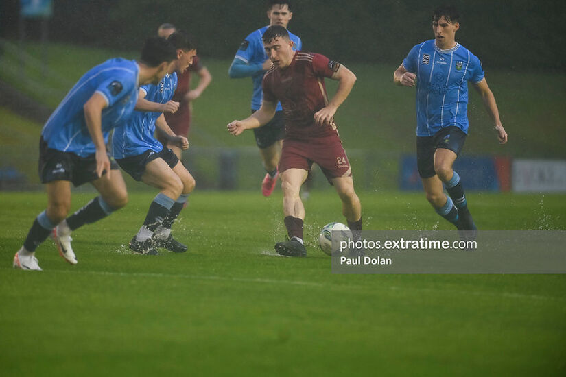 Edward McCarthy in action for Galway United against UCD in an abandoned FAI Cup clash at the Belfield Bowl