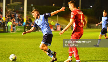 Michael Gallagher of UCD and Reece Hutchinson of Sligo Rovers.