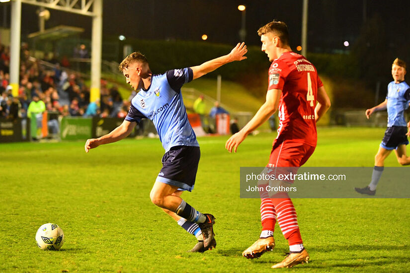 Michael Gallagher of UCD and Reece Hutchinson of Sligo Rovers.