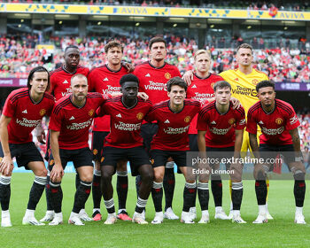 Manchester United team lineup ahead of kick-off last Sunday in the Aviva Stadium