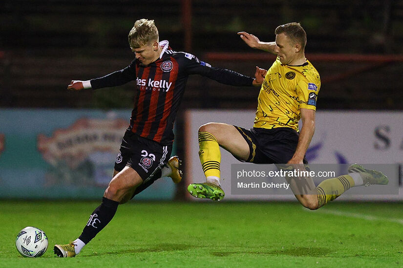 Chris Twardek on the ball for Bohs when they played they beat the Athletic 2-0 in April earlier this year at Dalymount Park