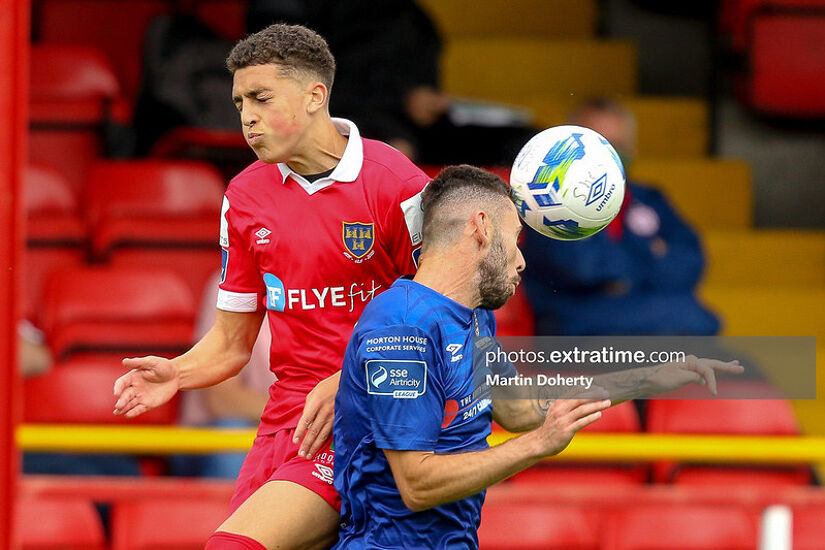 Jaze Kabia in action for Shelbourne against Waterford during the 2020 Premier Division season.