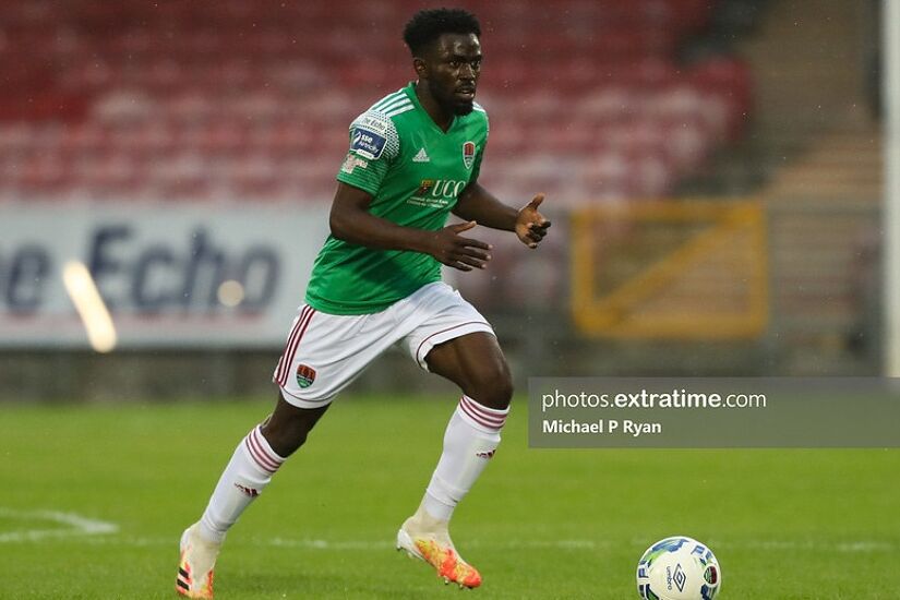 Henry Ochieng in action last season for then Premier Division side Cork City.