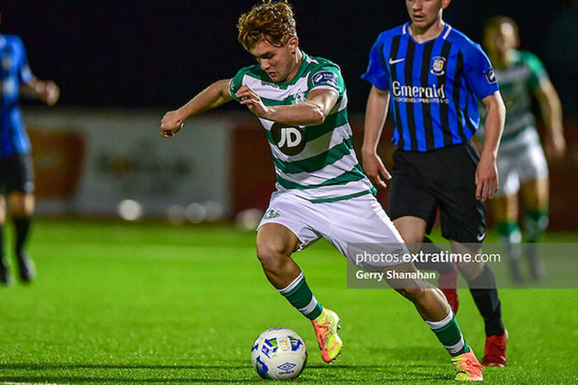 Kevin Zefi in action for Shamrock Rovers II against Athlone Town