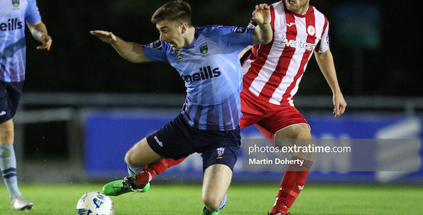 Action from the clash between the sides in the 2020 FAI Cup Second Round,