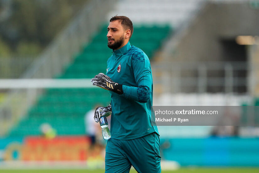 Gianluigi Donnarumma pictured at Tallaght Stadium where he began his 2020/21 season playing with AC Milan against Shamrock Rovers in the Europa League qualifiers
