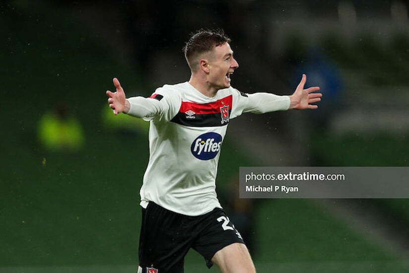 Daniel Kelly who scored against the Hoops in the FAI Cup Final got the winner in Oriel Park this time around