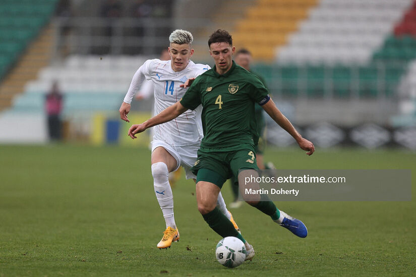 Conor Masterson in action for the Republic of Ireland under-21s against Iceland.