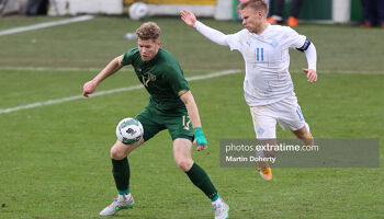 Nathan Collins in action for Ireland under-21s against Iceland in 2020.