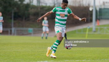 Aidomo Emakhu of Shamrock Rovers playing in a pre-season friendly